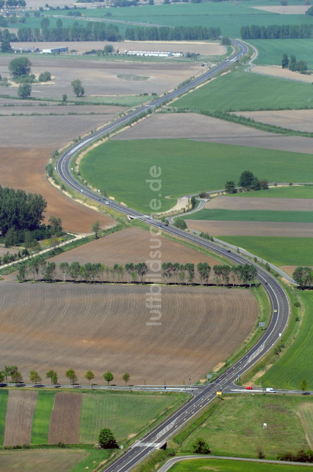 BAD FREIENWALDE von oben - Blick auf die Ortsumfahrung der Bundesstrasse B 167 nördlich von Bad Freienwalde