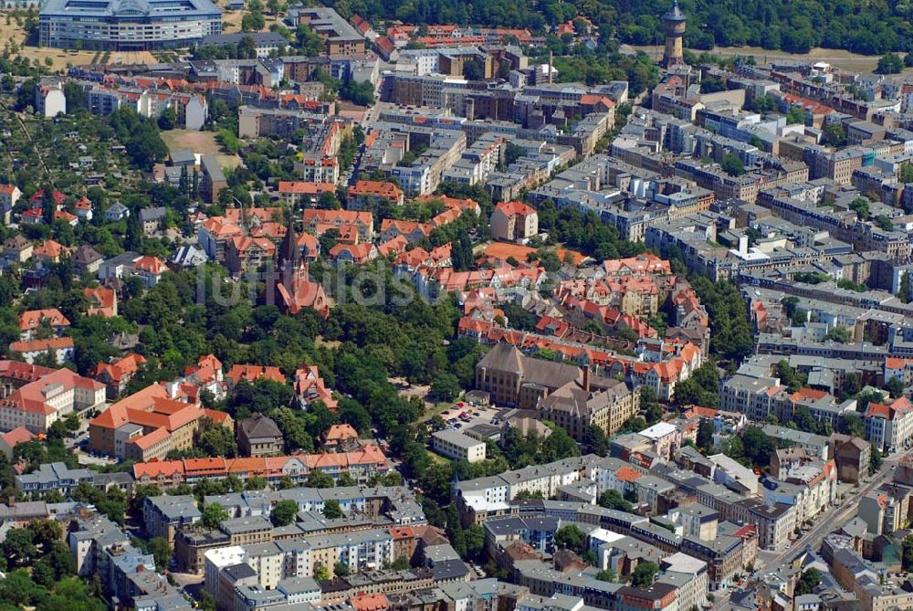 Luftaufnahme Halle/Saale - Blick auf die Pauluskirche am Rathenauplatz in Halle