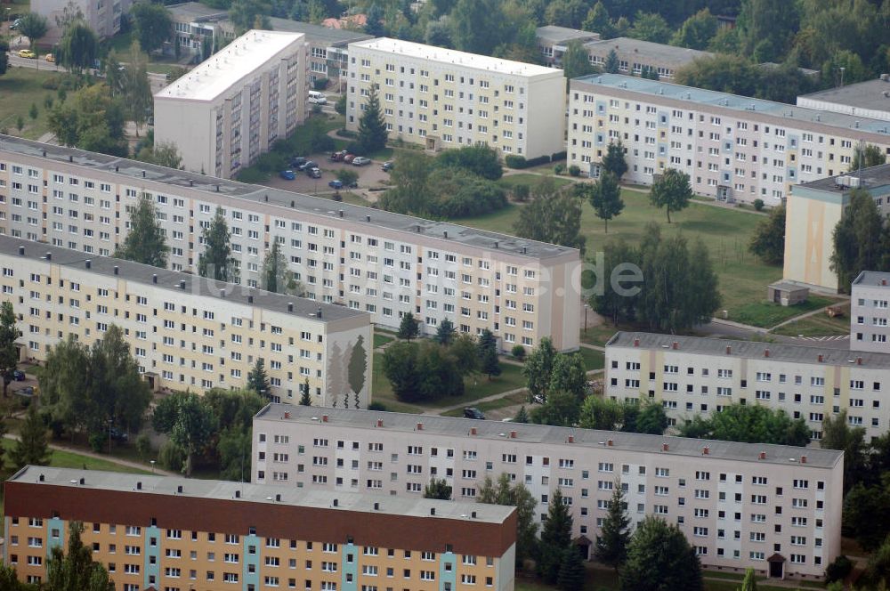 Luftaufnahme Hettstedt - Blick auf Plattenbauten in Hettstedt