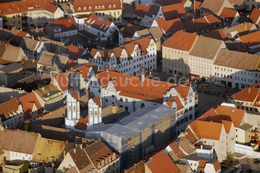 Torgau von oben - Blick auf Rathaus und Marktplatz in Torgau