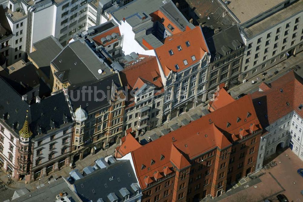 Luftbild Leipzig - Blick auf restaurierte Wohn- und Geschäftshäuser an der Ritterstrasse im Stadtzentrum von Leipzig