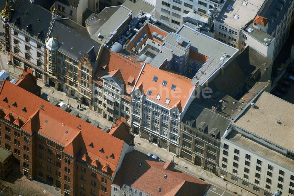 Luftbild Leipzig - Blick auf restaurierte Wohn- und Geschäftshäuser an der Ritterstrasse im Stadtzentrum von Leipzig