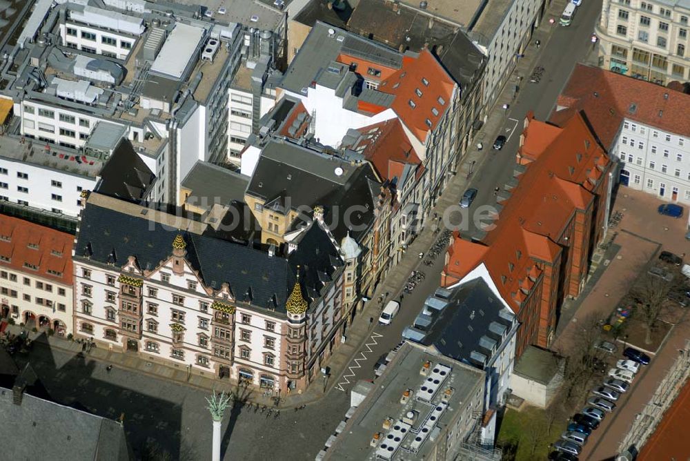 Leipzig aus der Vogelperspektive: Blick auf restaurierte Wohn- und Geschäftshäuser an der Ritterstrasse im Stadtzentrum von Leipzig