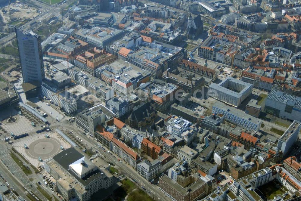 Luftbild Leipzig - Blick auf restaurierte Wohn- und Geschäftshäuser an der Ritterstrasse im Stadtzentrum von Leipzig