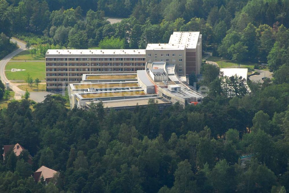 Eisenberg (Thüringen) von oben - Blick auf das Rudolf-Elle-Krankenhaus in Eisenberg (Thüringen)