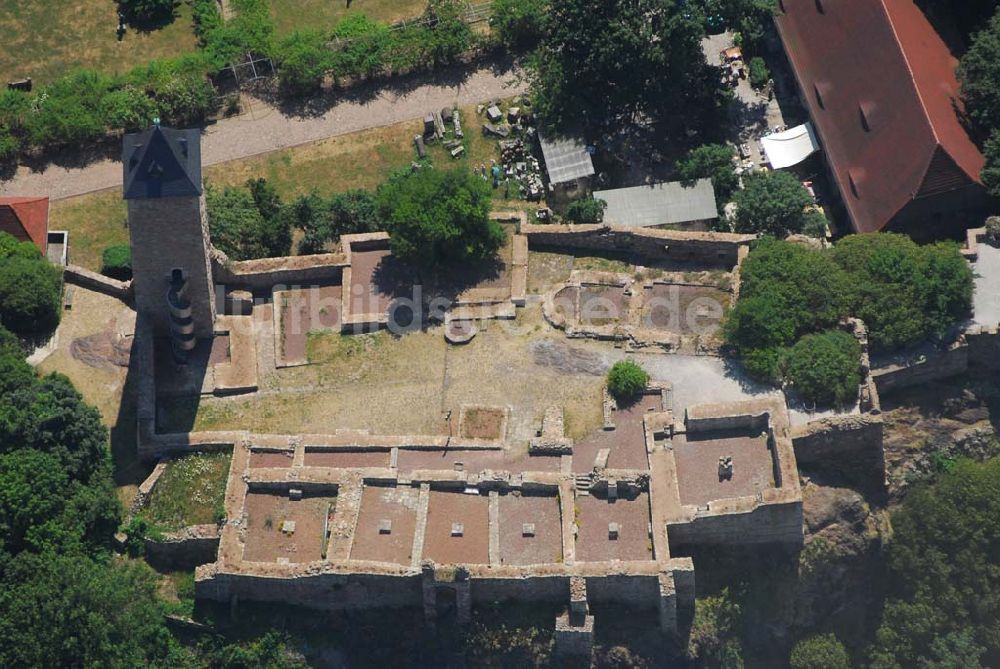 Luftbild Halle/Saale - Blick auf die Ruinen der Burg Giebichenstein in Halle (Oberburg)