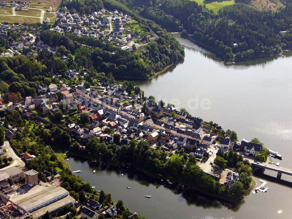 Luftbild Saalburg - Blick auf Saalburg an der Bleilochtalsperre