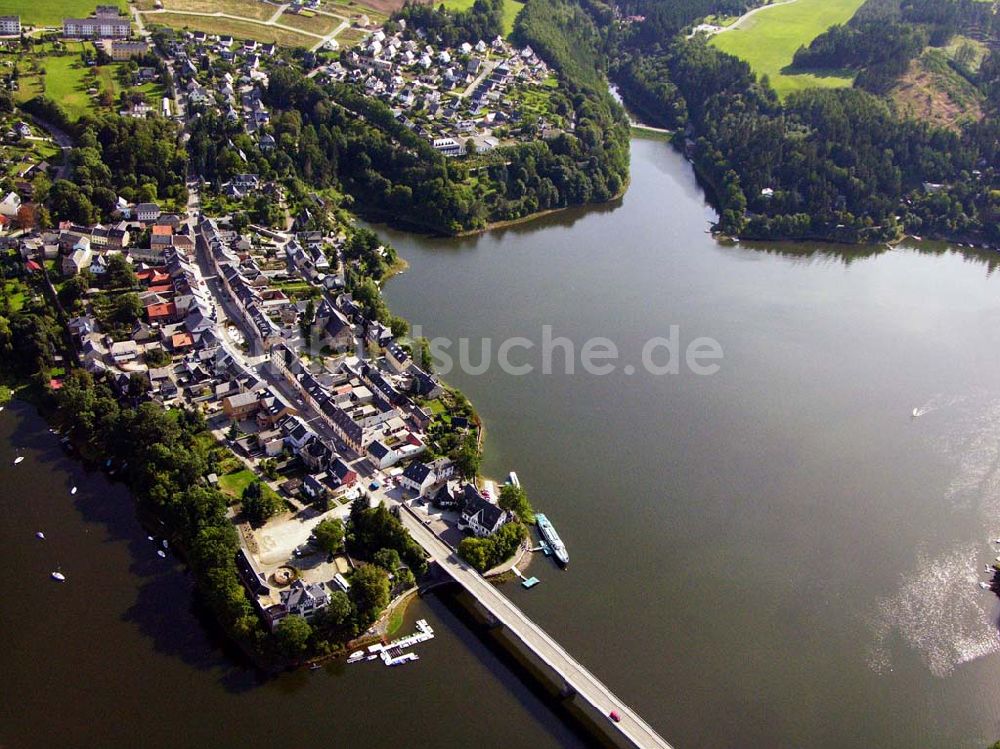 Luftaufnahme Saalburg - Blick auf Saalburg an der Bleilochtalsperre