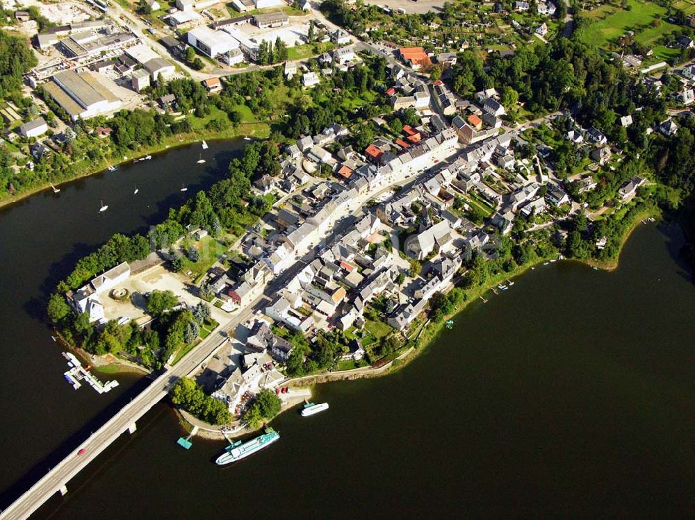 Saalburg aus der Vogelperspektive: Blick auf Saalburg an der Bleilochtalsperre