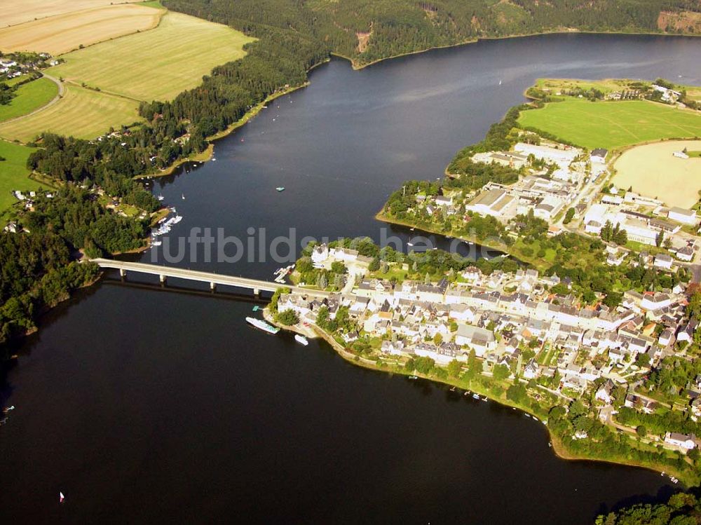 Luftaufnahme Saalburg - Blick auf Saalburg an der Bleilochtalsperre