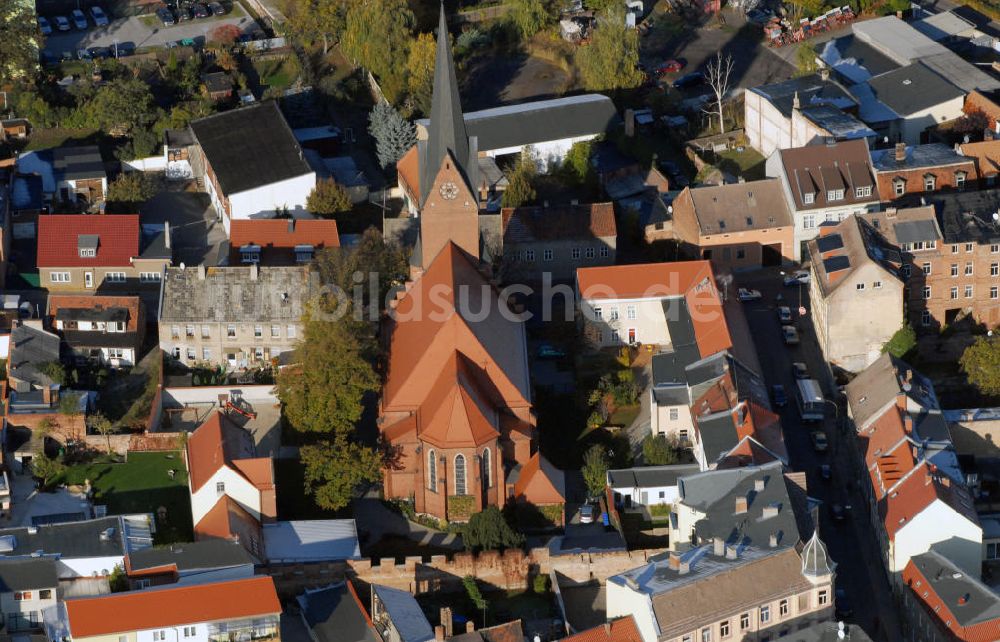 Luftbild Burg - Blick auf Sankt Johannes Baptist Kirche in Burg bei Magdeburg