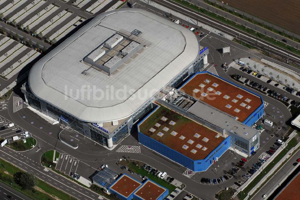 Mannheim aus der Vogelperspektive: Blick auf die SAP Arena am Flughafen Mannheim