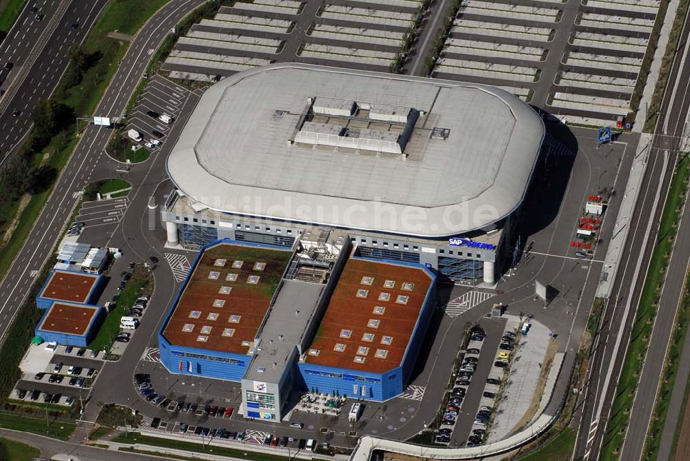 Luftbild Mannheim - Blick auf die SAP Arena am Flughafen Mannheim