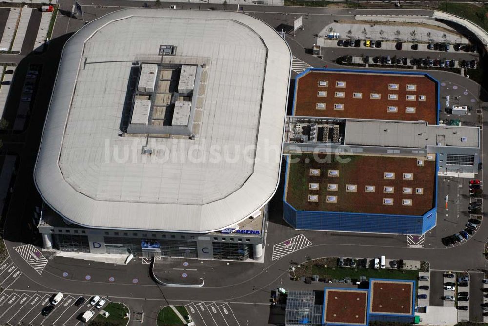 Luftaufnahme Mannheim - Blick auf die SAP Arena am Flughafen Mannheim