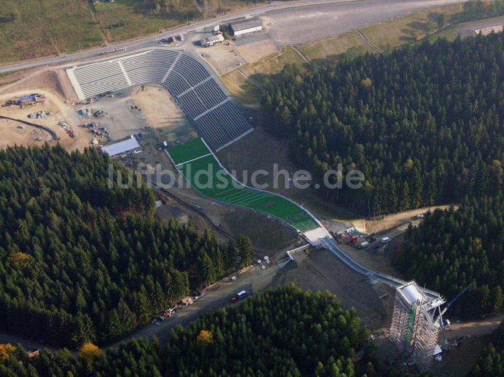 Klingenthal ( Sachsen ) aus der Vogelperspektive: Blick auf die Schanze am Schwarzberg