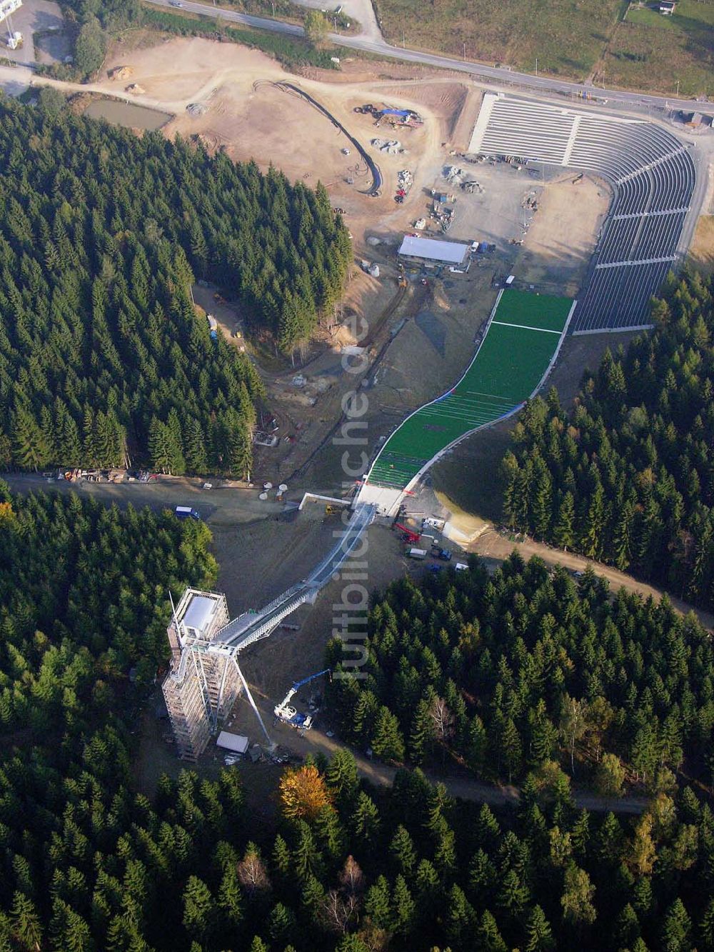 Luftaufnahme Klingenthal ( Sachsen ) - Blick auf die Schanze am Schwarzberg