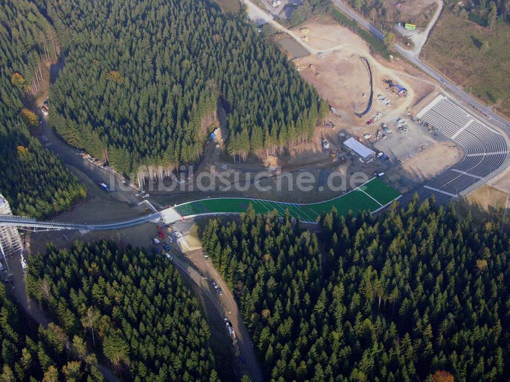 Klingenthal ( Sachsen ) von oben - Blick auf die Schanze am Schwarzberg