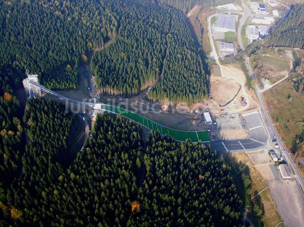 Klingenthal ( Sachsen ) aus der Vogelperspektive: Blick auf die Schanze am Schwarzberg