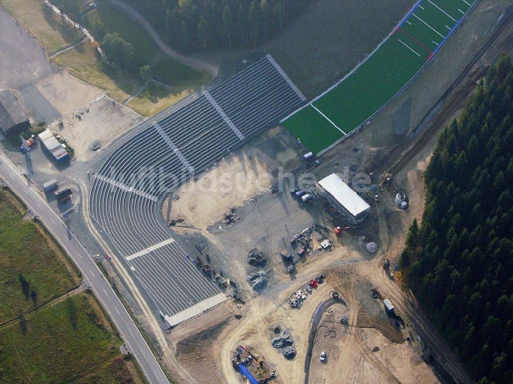 Klingenthal ( Sachsen ) von oben - Blick auf die Schanze am Schwarzberg