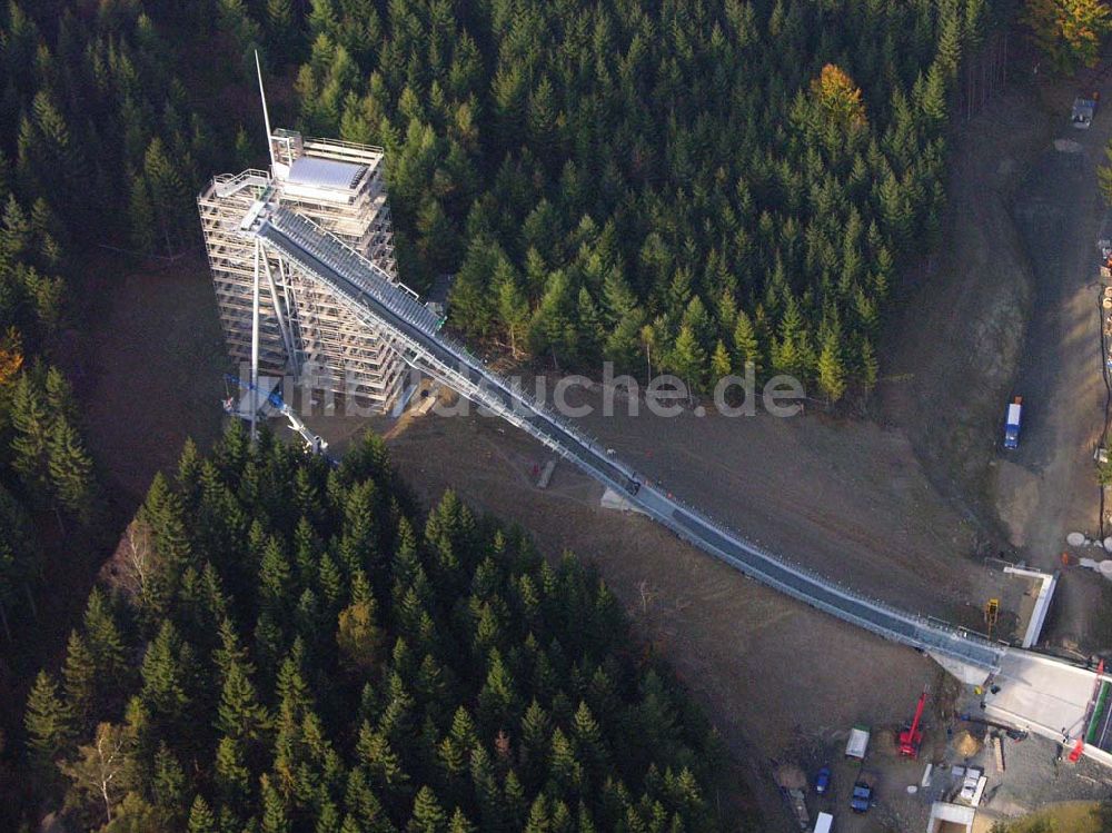 Klingenthal ( Sachsen ) von oben - Blick auf die Schanze am Schwarzberg