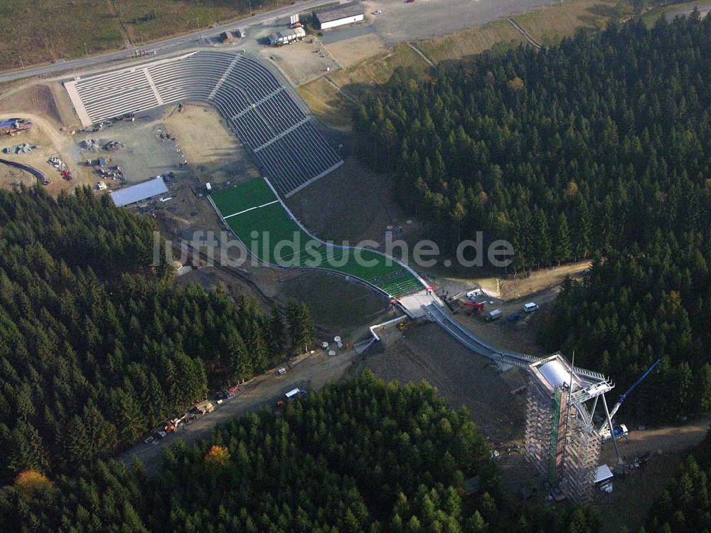 Luftbild Klingenthal ( Sachsen ) - Blick auf die Schanze am Schwarzberg