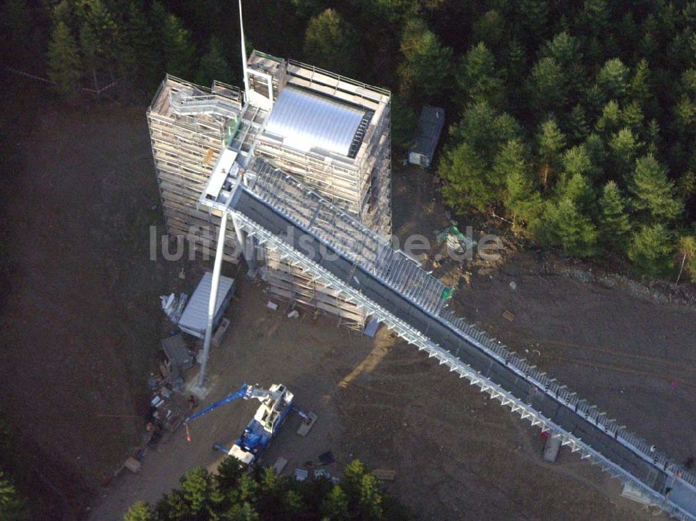 Klingenthal ( Sachsen ) von oben - Blick auf die Schanze am Schwarzberg