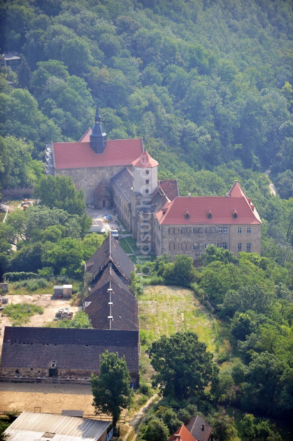 Goseck aus der Vogelperspektive: Blick auf das Schloss Goseck in der gleichnamigen Stadt im Bundesland Sachsen-Anhalt