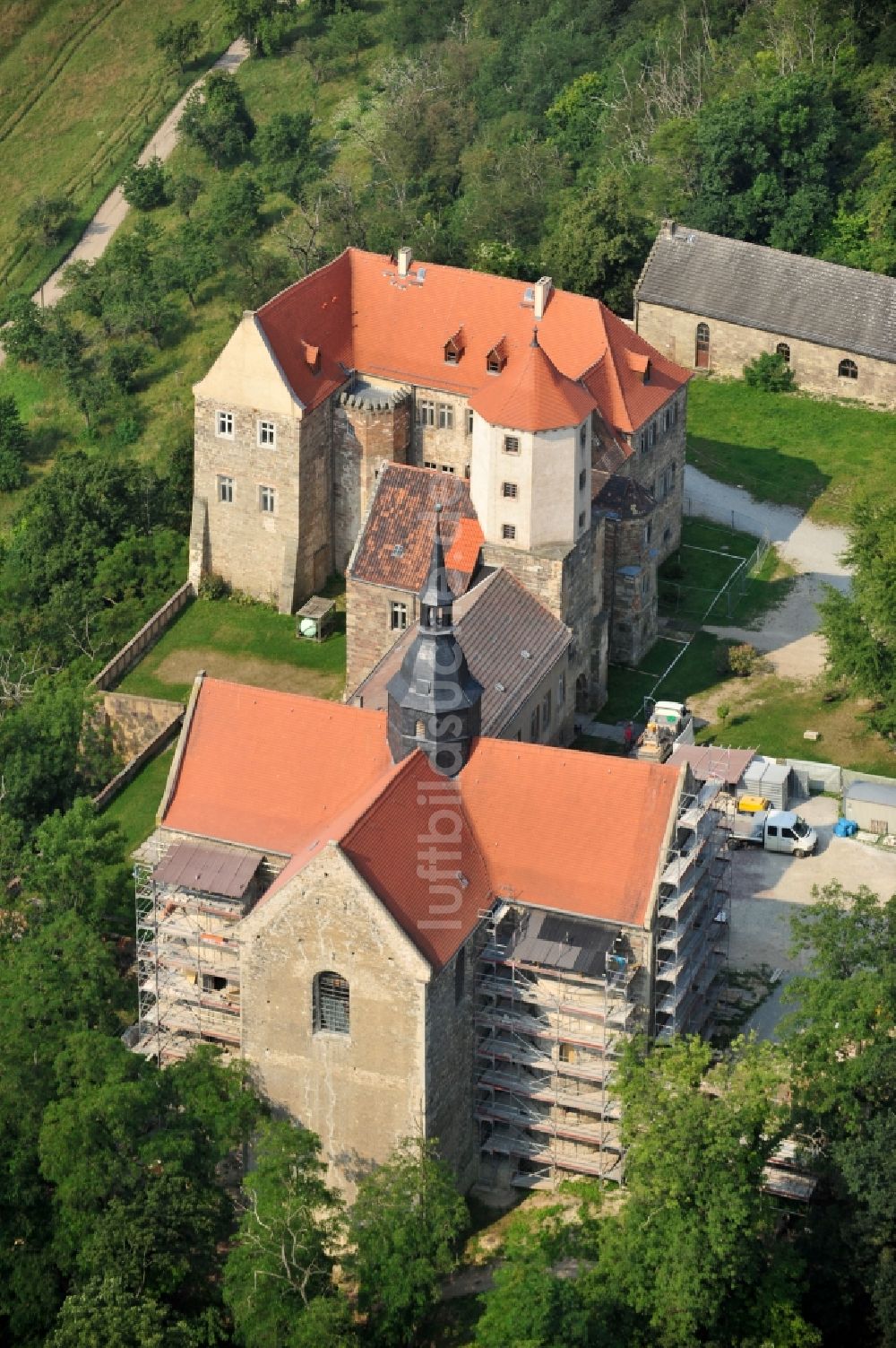 Goseck aus der Vogelperspektive: Blick auf das Schloss Goseck in der gleichnamigen Stadt im Bundesland Sachsen-Anhalt