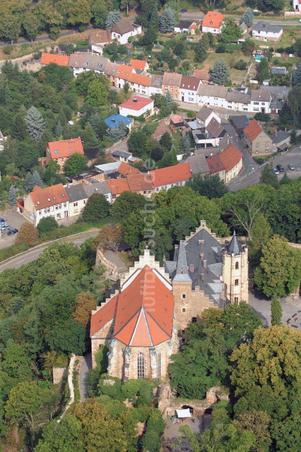 Luftaufnahme Mansfeld - Blick auf das Schloss Mansfeld