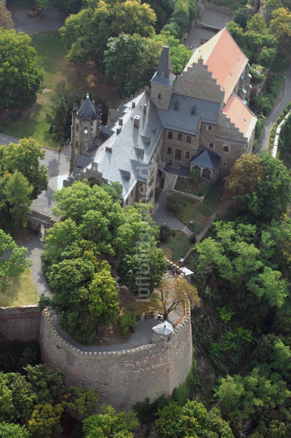 Mansfeld aus der Vogelperspektive: Blick auf das Schloss Mansfeld