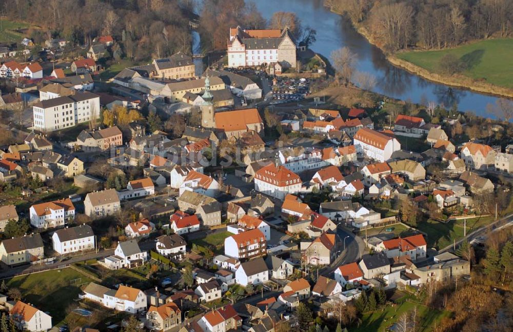 Trebsen von oben - Blick auf das Schloss in Trebsen