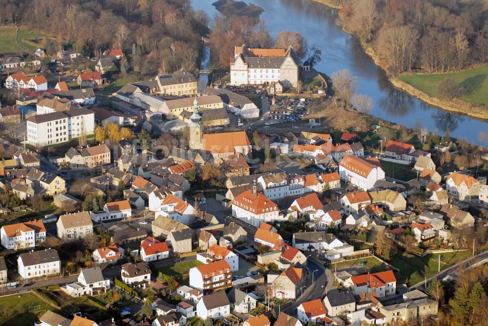 Trebsen aus der Vogelperspektive: Blick auf das Schloss in Trebsen