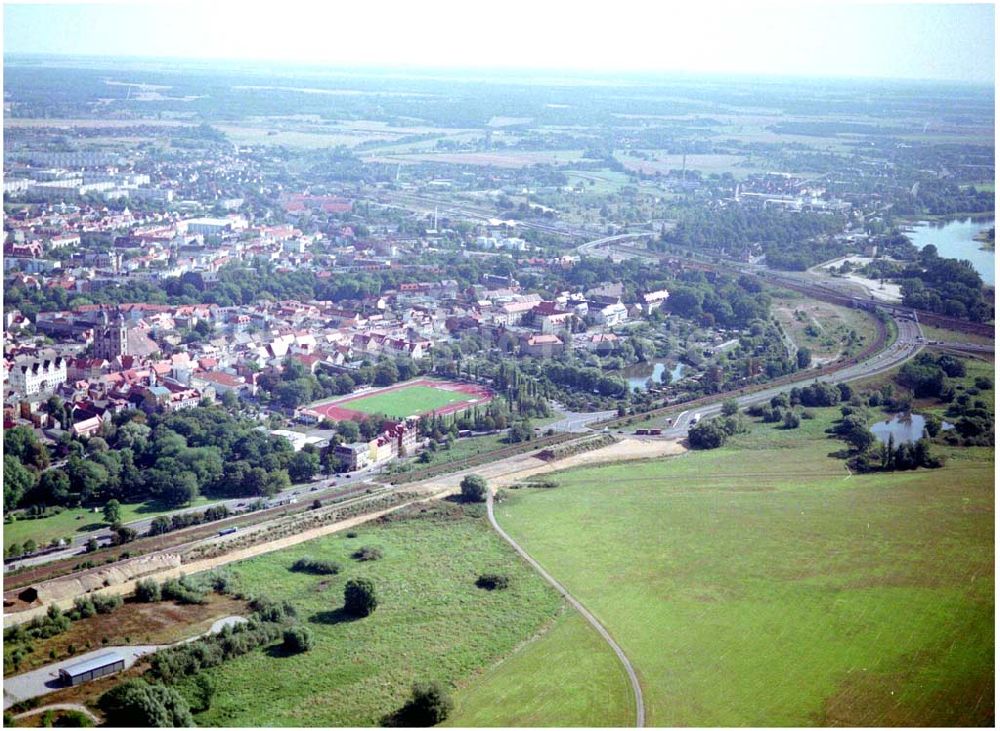 Luftaufnahme Wittenberg - Blick auf die Schlosskirche und Altstadt Wittenberg