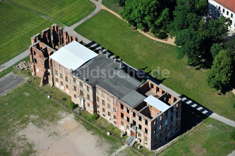 Zerbst aus der Vogelperspektive: Blick auf die Schloßruine Zerbst