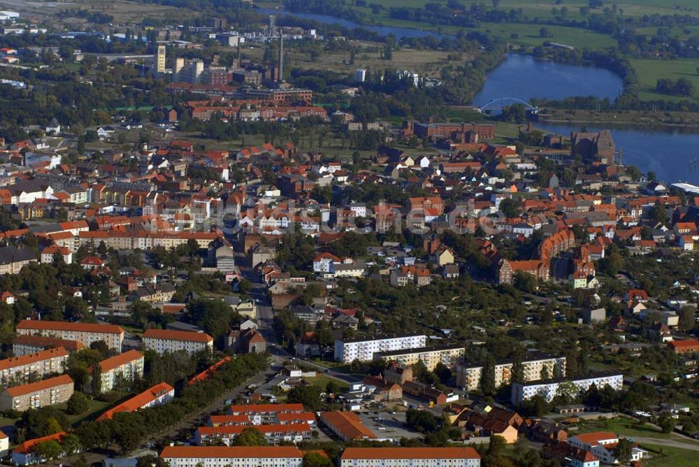 Luftaufnahme Wittenberge - Blick auf den südlichen Stadtrand von Wittenberge an der Elbe