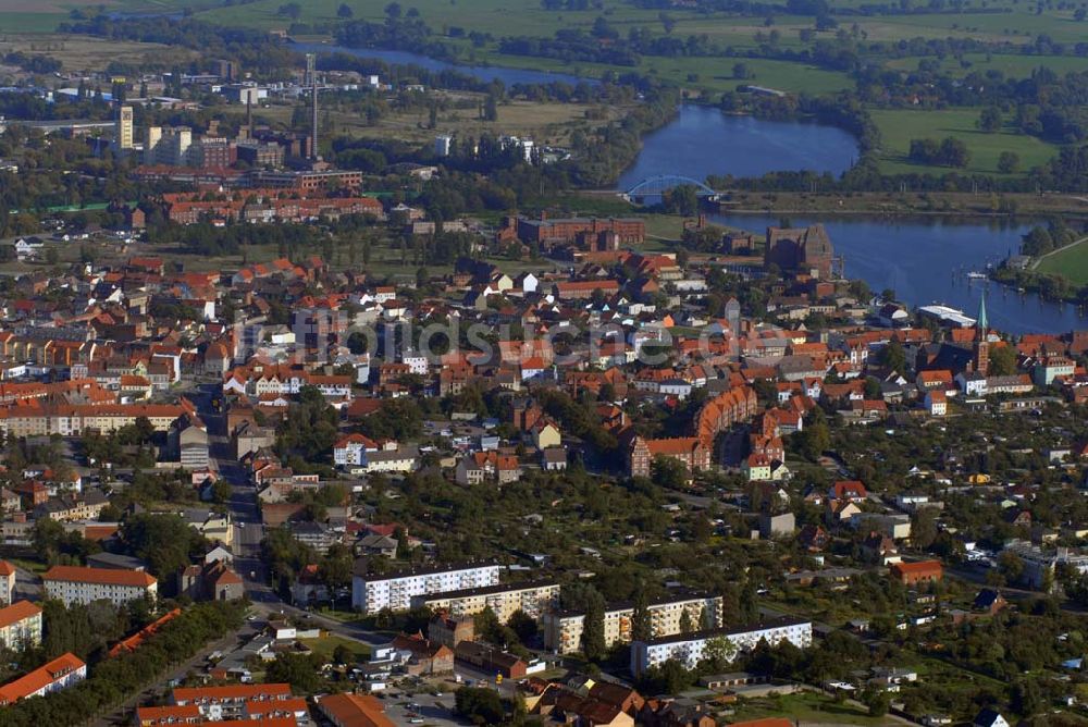 Wittenberge von oben - Blick auf den südlichen Stadtrand von Wittenberge an der Elbe