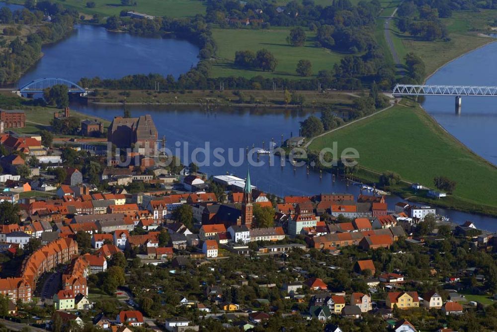 Luftbild Wittenberge - Blick auf den südlichen Stadtrand von Wittenberge an der Elbe