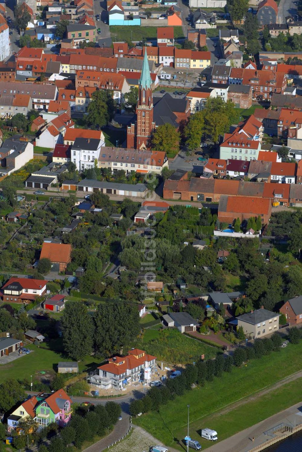 Luftbild Wittenberge - Blick auf den südlichen Stadtrand von Wittenberge an der Elbe