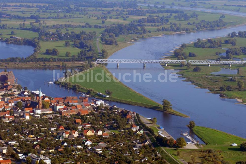 Wittenberge von oben - Blick auf den südlichen Stadtrand von Wittenberge an der Elbe