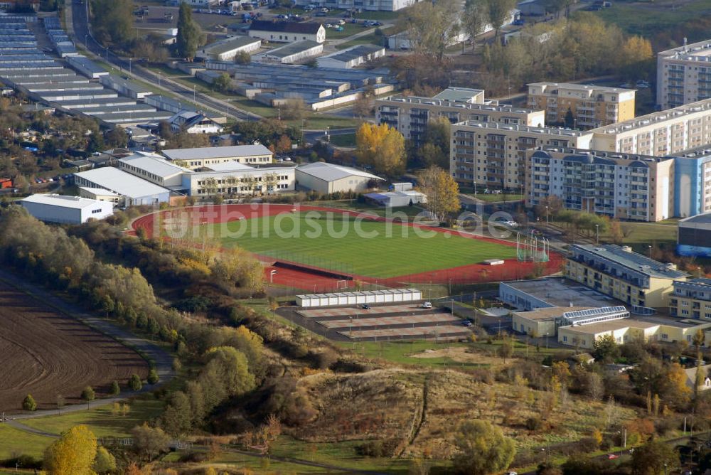 Luftaufnahme Magdeburg - Blick auf Sportplatz in Magdeburg Kannenstieg