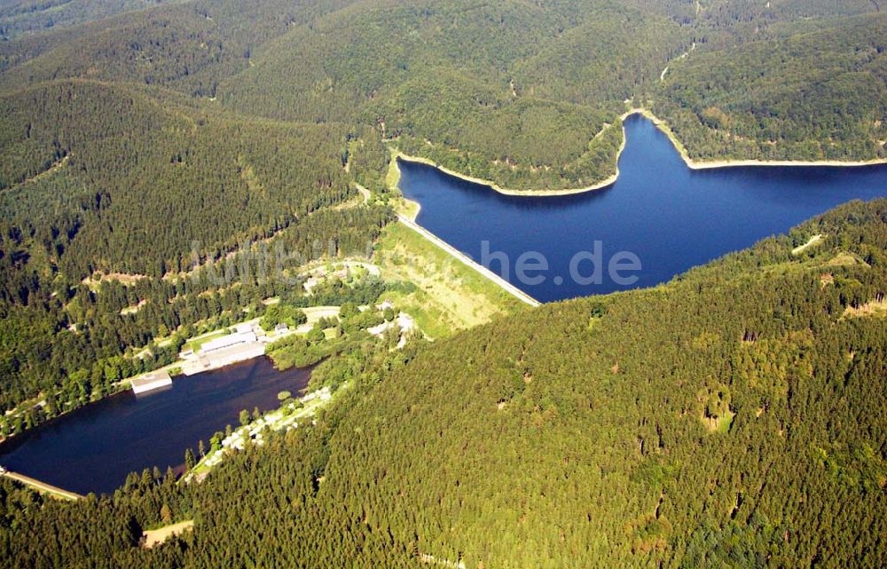 Luftbild Osterode - Blick auf den Sösestausee bei Osterode mit Staudamm