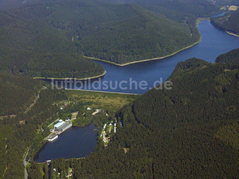 Osterode von oben - Blick auf den Sösestausee bei Osterode mit Staudamm