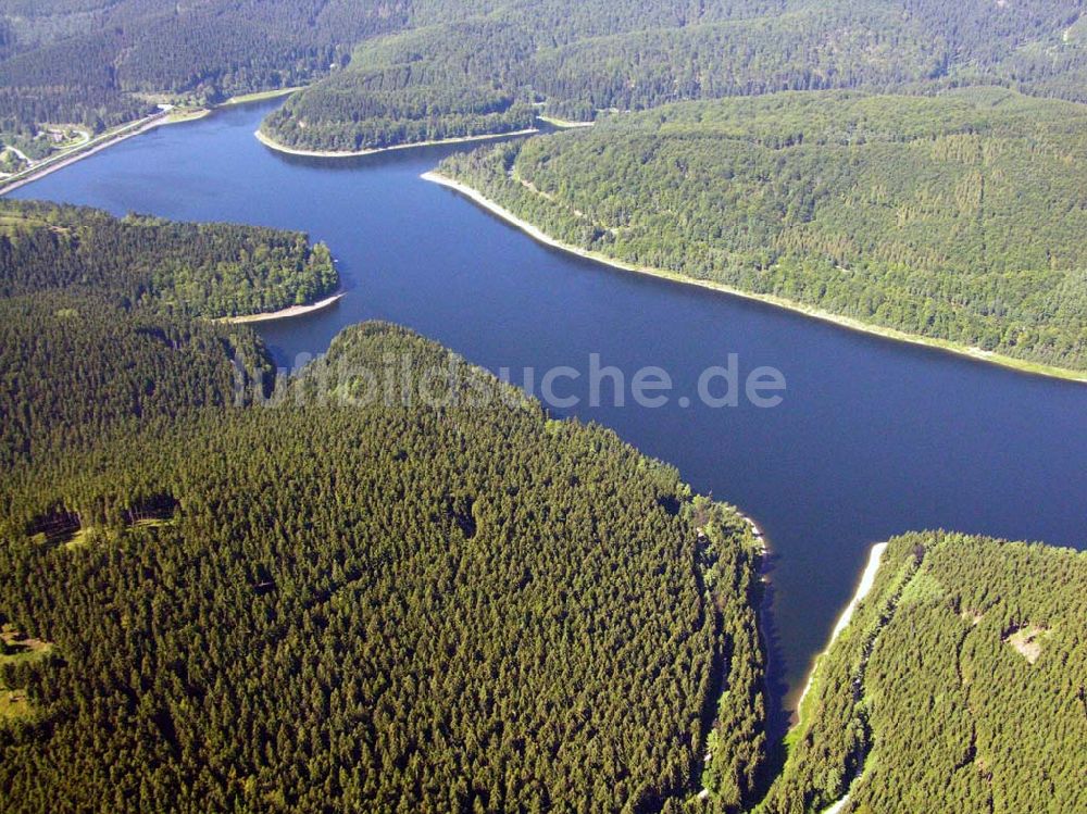 Osterode aus der Vogelperspektive: Blick auf den Sösestausee bei Osterode mit Staudamm