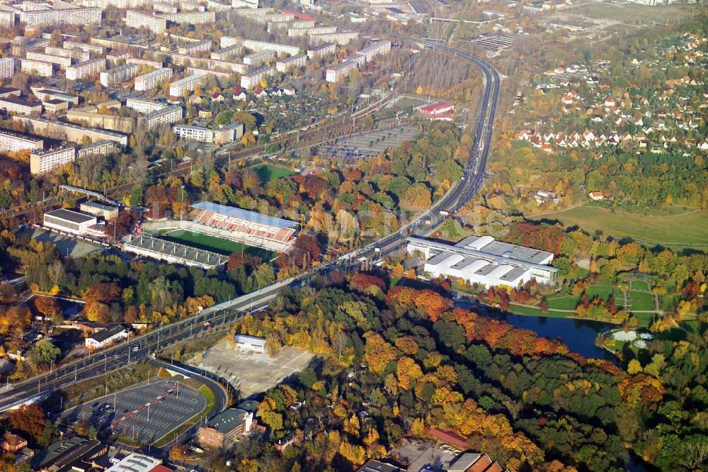 Cottbus / Brandenburg aus der Vogelperspektive: Blick auf das Stadion der Freundschaft in Cottbus