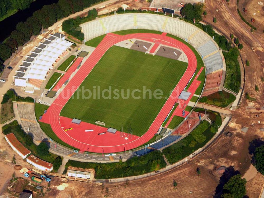 Luftaufnahme Gera - Blick auf das Stadion der Freundschaft in Gera