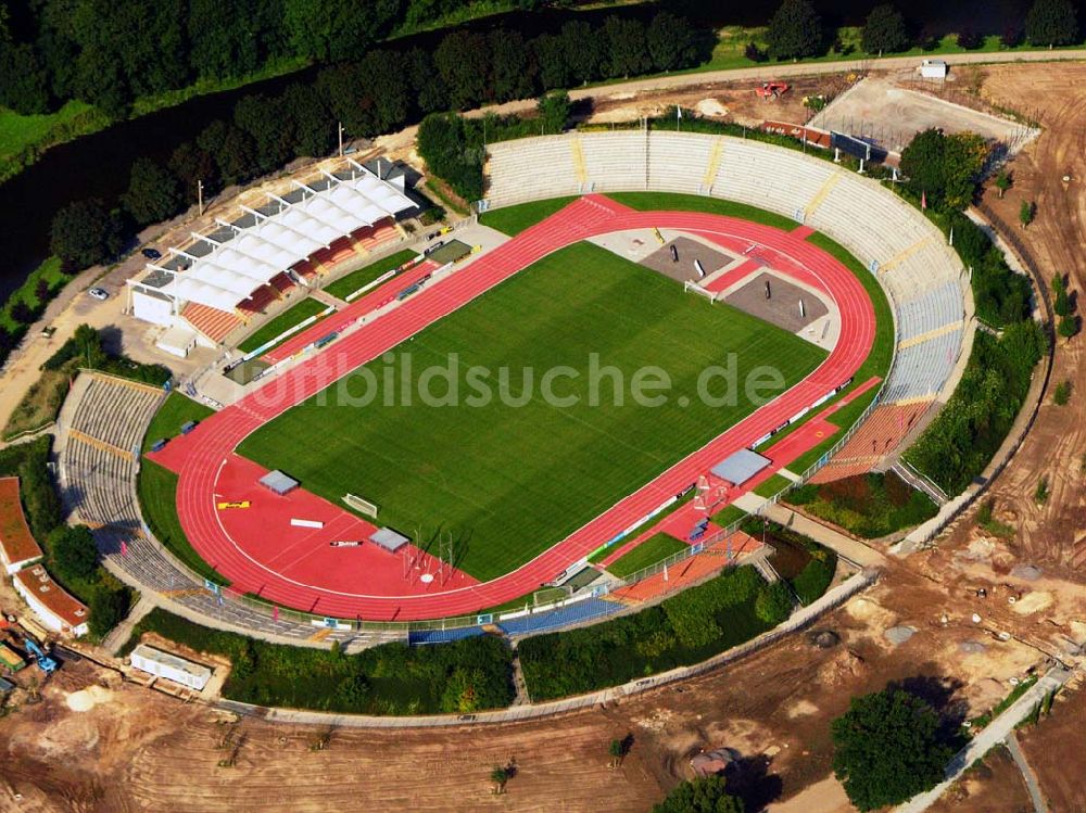 Gera von oben - Blick auf das Stadion der Freundschaft in Gera