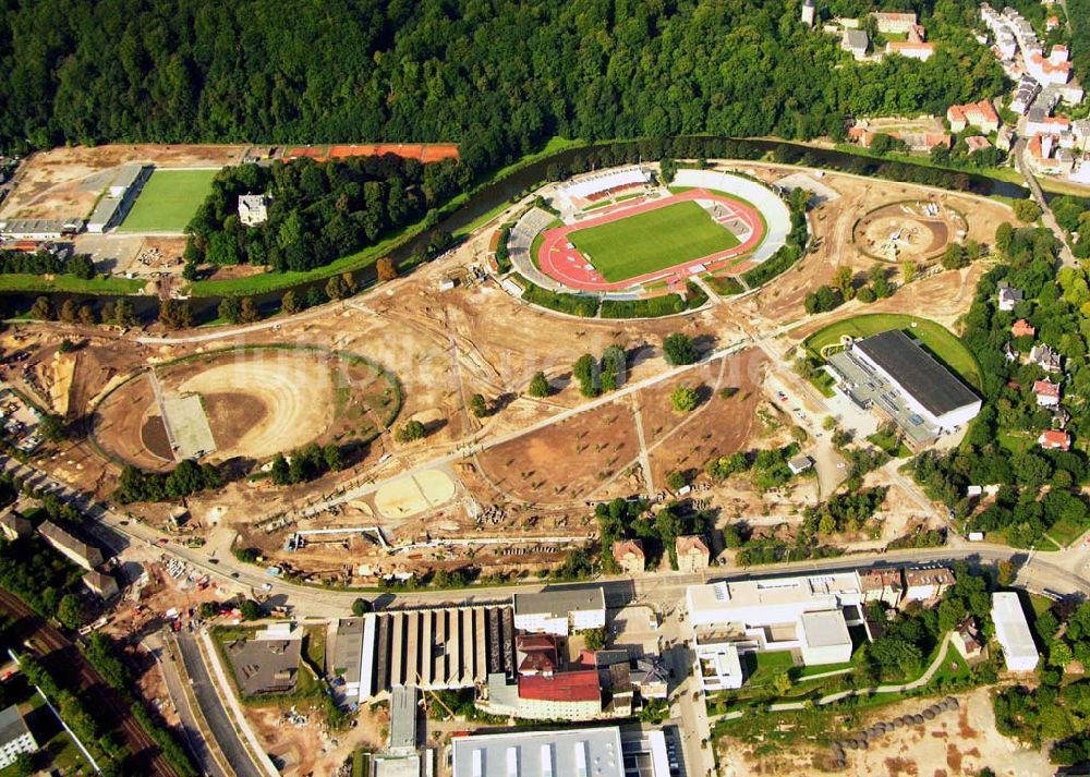 Gera aus der Vogelperspektive: Blick auf das Stadion der Freundschaft in Gera