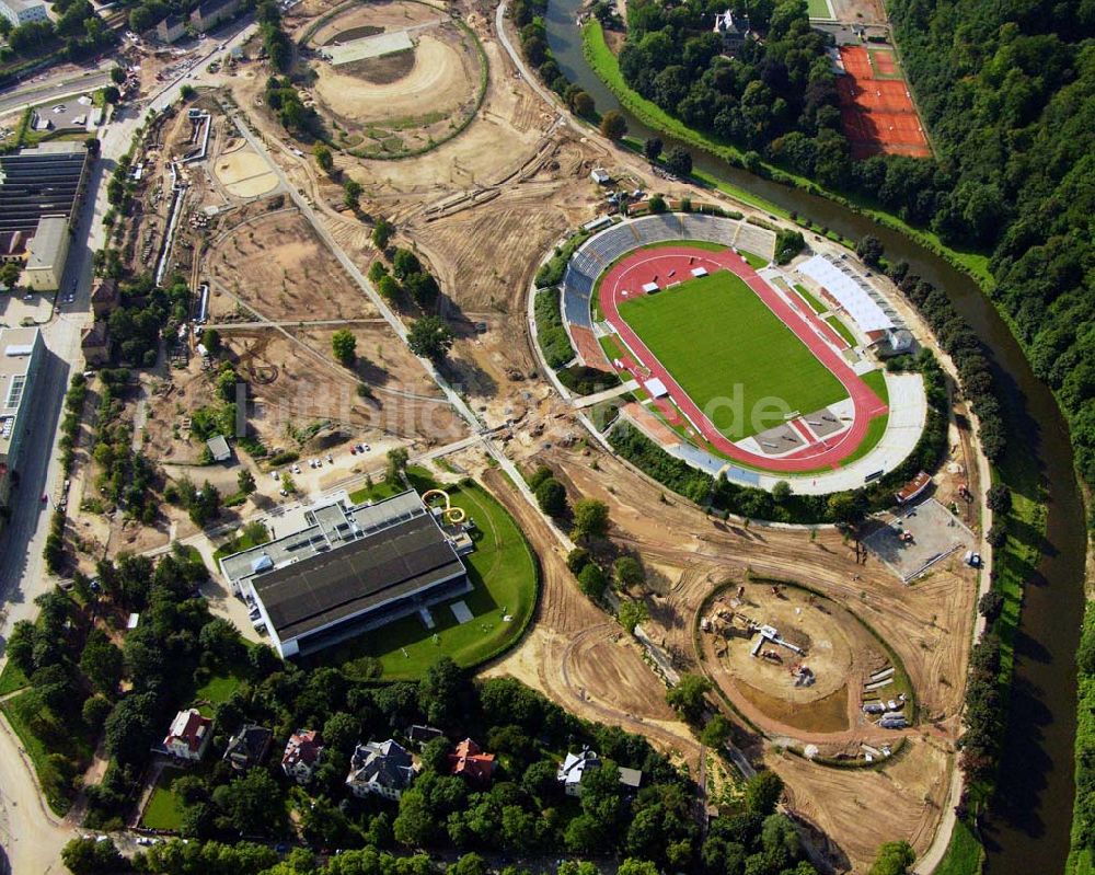 Luftaufnahme Gera - Blick auf das Stadion der Freundschaft in Gera