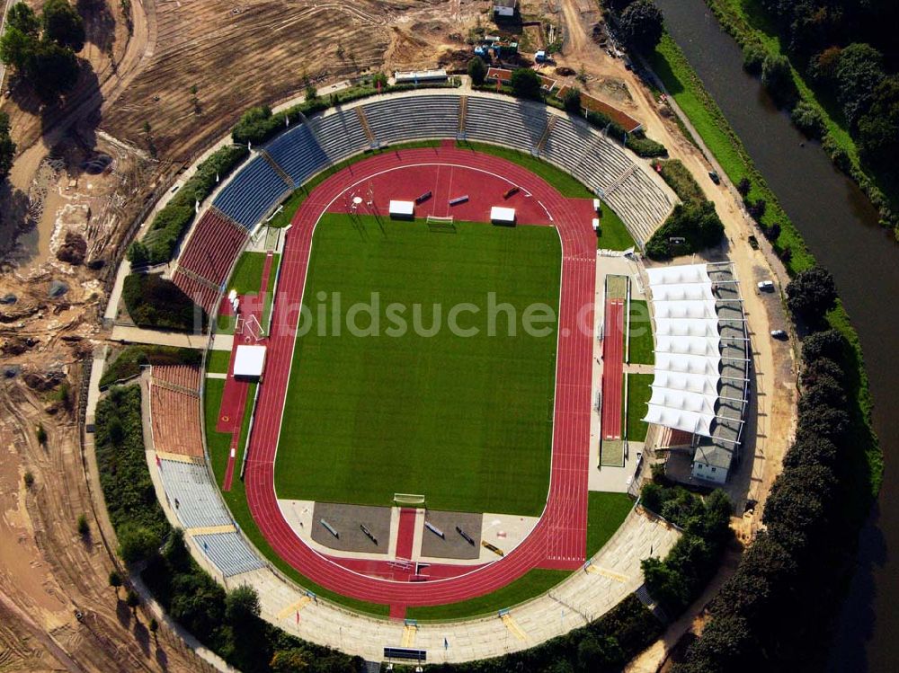 Gera aus der Vogelperspektive: Blick auf das Stadion der Freundschaft in Gera