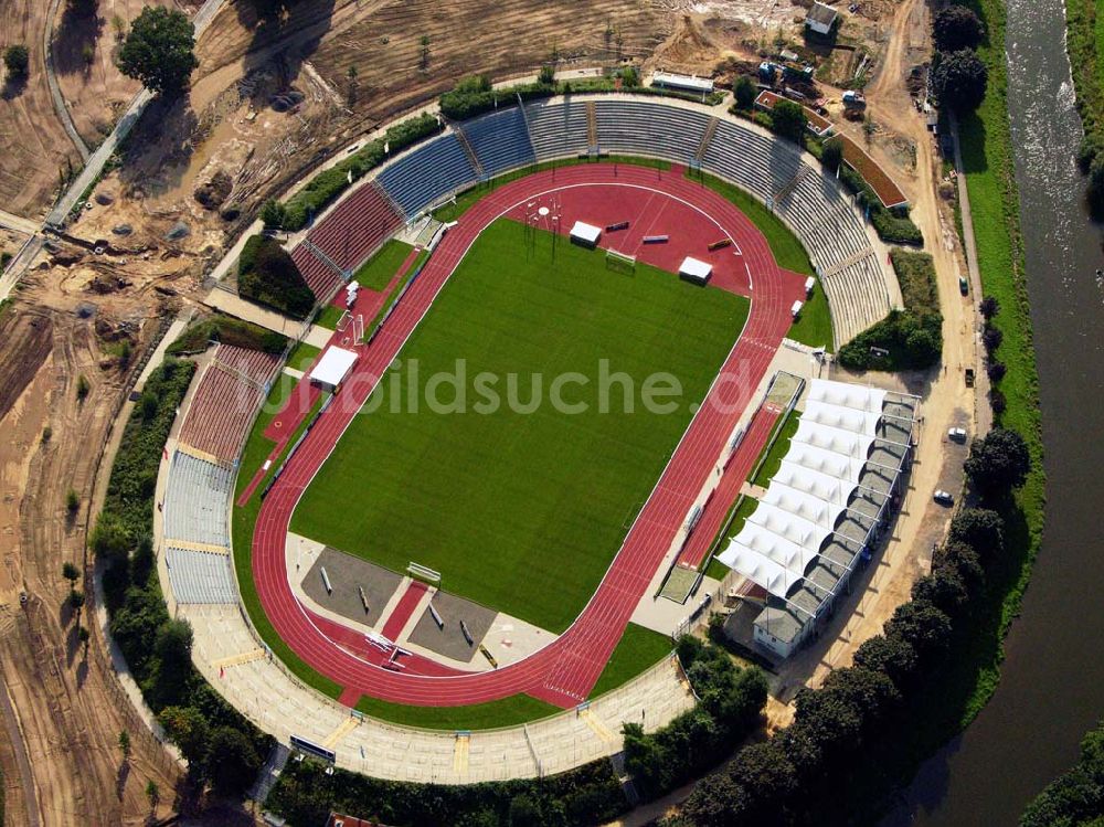 Luftbild Gera - Blick auf das Stadion der Freundschaft in Gera